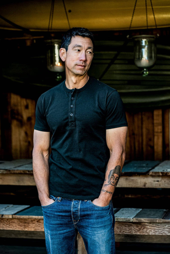 Men | Bolinas Henley | Heavyweight 8oz 100% Cotton - Basalt
