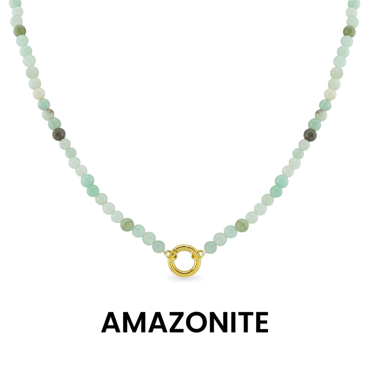 Semi Precious Natural Stone Charm Keeper Necklace
