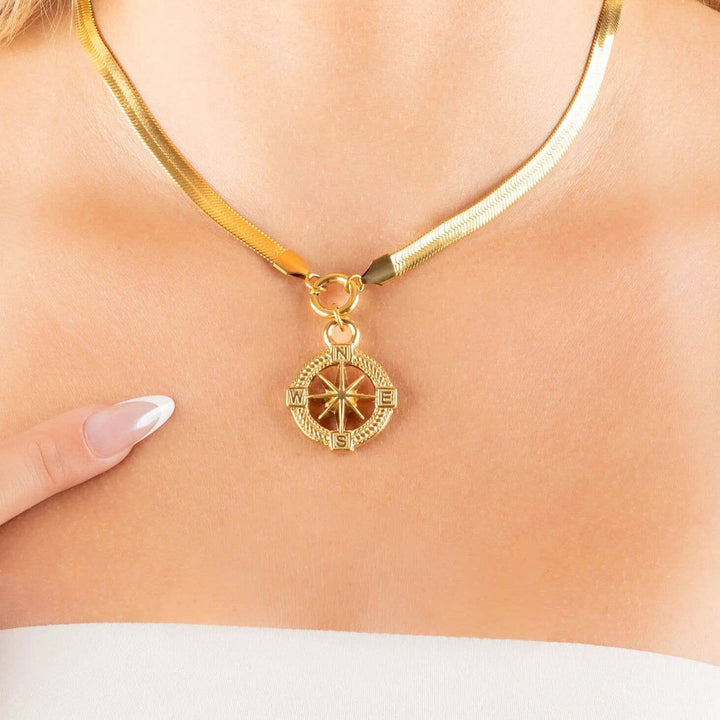 18K Gold PVD Stainless Steel Nautical Compass