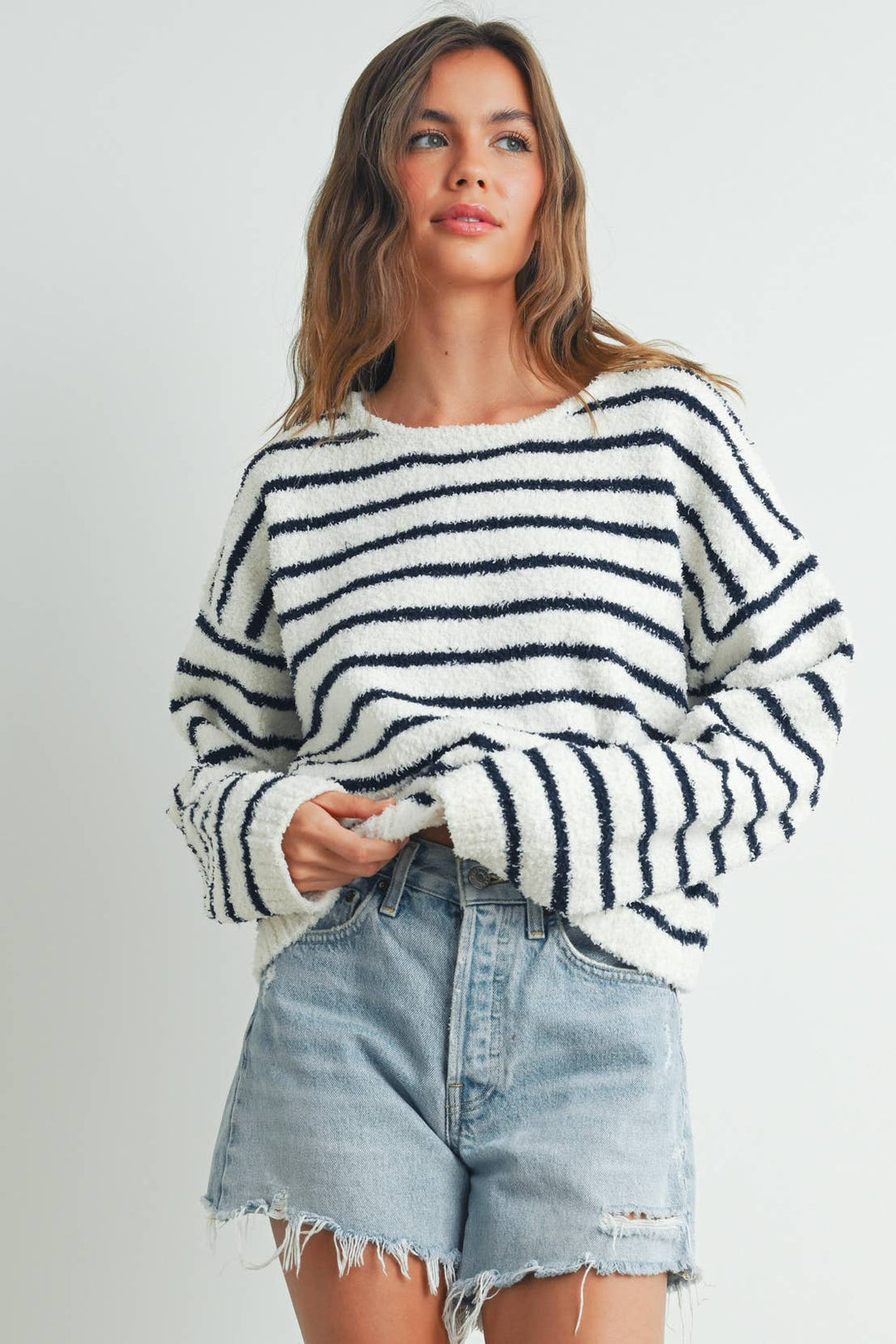 Basic Striped Knit Sweater - BMW7451