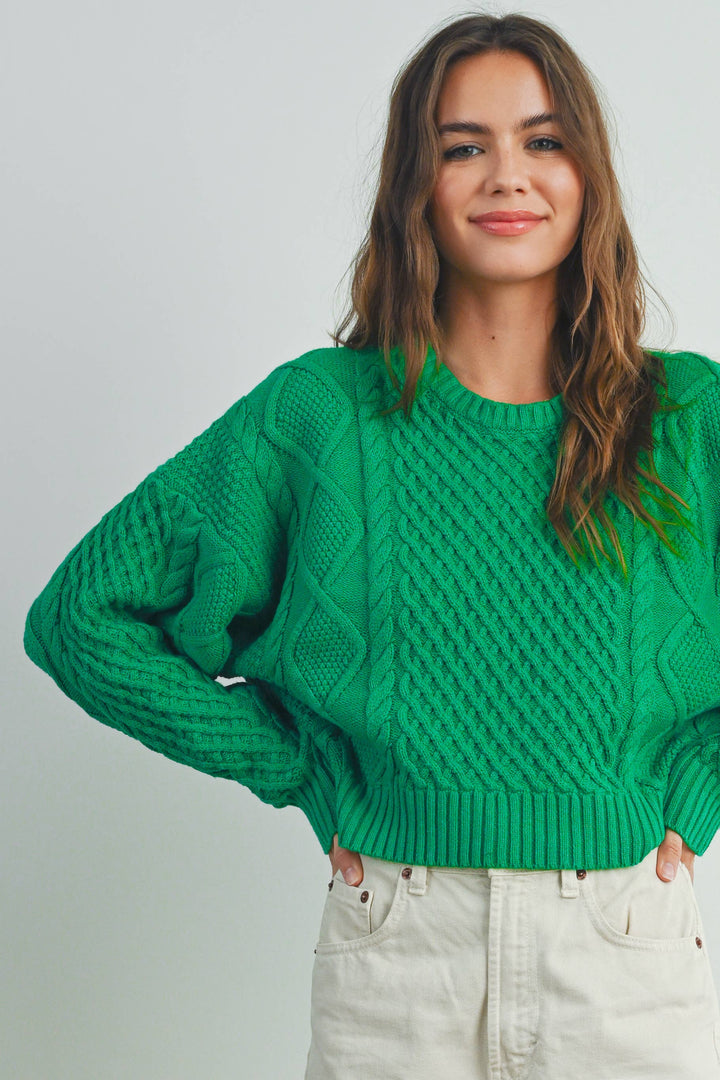 Fall Casual Solid Cable Knit Sweater - BMW7194