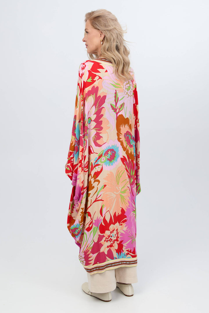 Wing Sleeve Floral Kimono