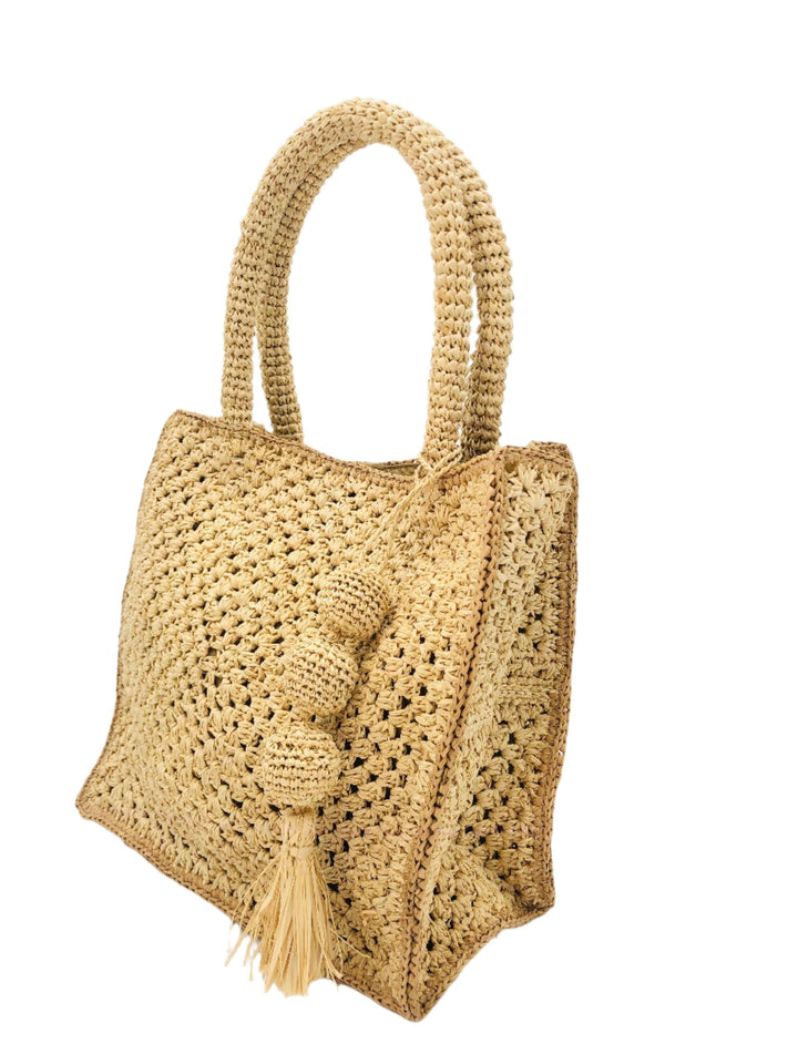 Kimba Crochet Handbag with Sphere Tassel Charm Embellishment