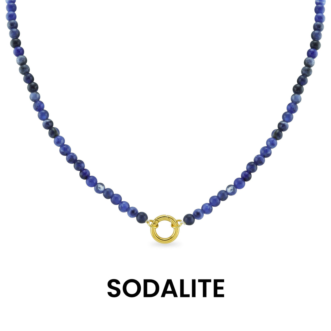 Semi Precious Natural Stone Charm Keeper Necklace