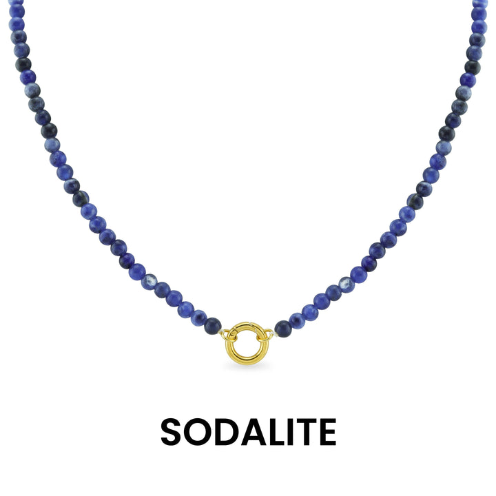 Semi Precious Natural Stone Charm Keeper Necklace