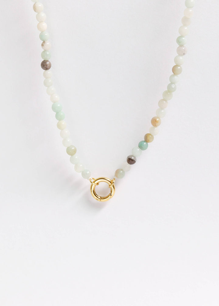 Semi Precious Natural Stone Charm Keeper Necklace