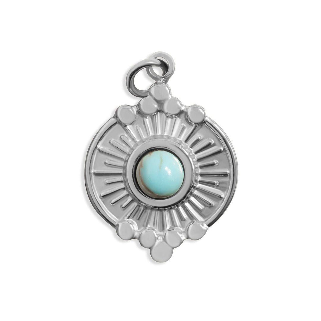 18K Gold PVD Stainless Steel Oval Turquoise Western Charm