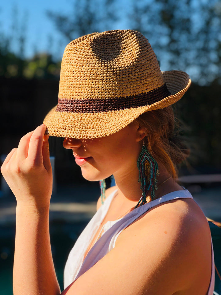 Crochet Fedora - Unisex Straw Hat