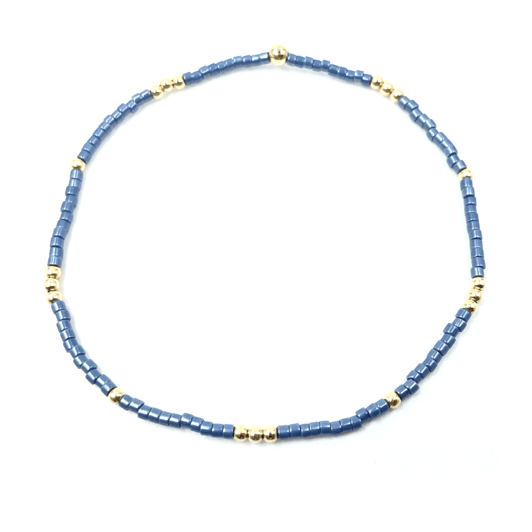 2mm Newport STEEL BLUE + Gold Filled Waterproof Bracelet