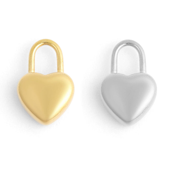18K Gold PVD Stainless Steel Heart Padlock Charm