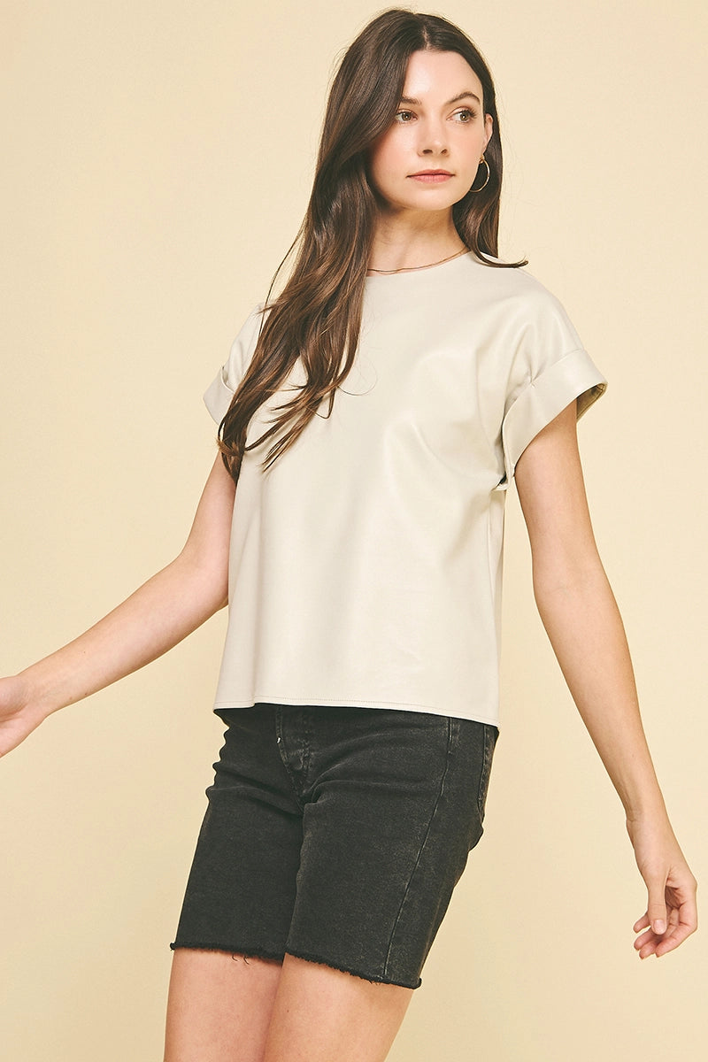 Faux Leather Top