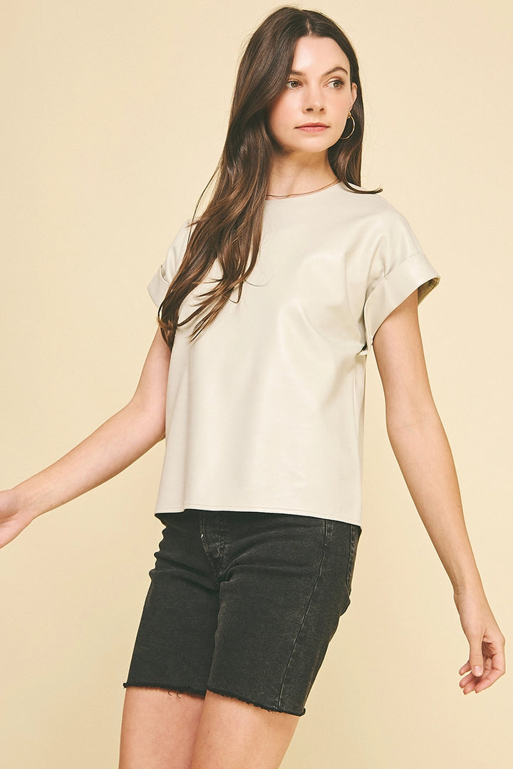 Faux Leather Top